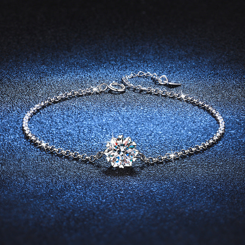 Moissanite Snowflake Bracelet  S925 Silver Six-pointed Star