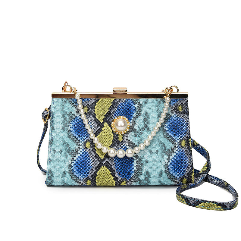 Vintage Python pattern Pearl-chain  Bag