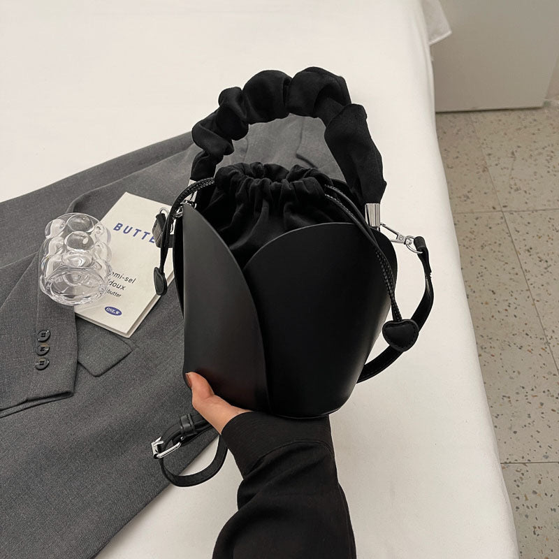 Woman's Leather Bucket Tote Bag