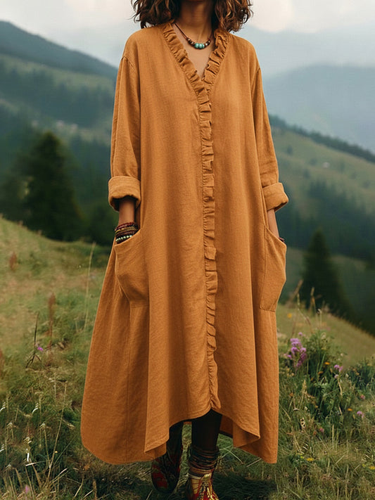 Stylish Relaxed-fit Cotton Midi Dress