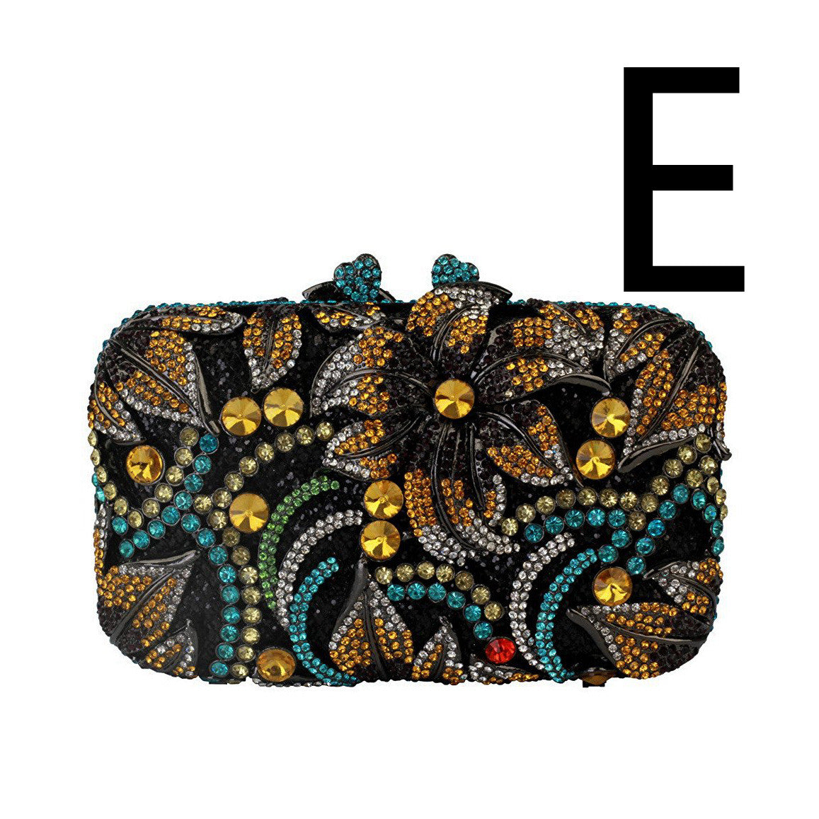 Flower Rhinestone Hollow Clutch