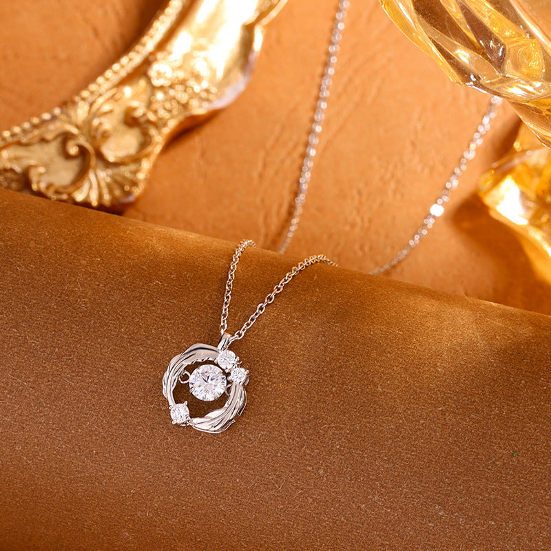 S925 Sterling Silver Moissanite Feather Necklace