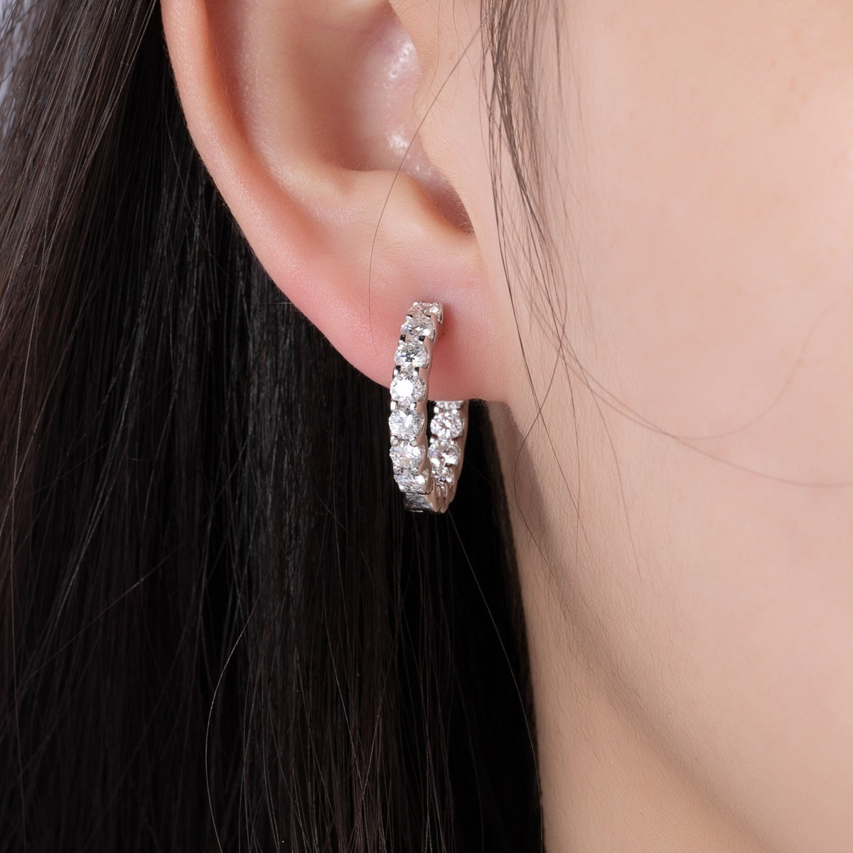 S925 Silver Full Set Moissanite Earrings Fashionable Design