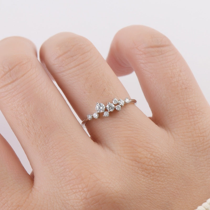 Moissanite Ring Women's Starry Sterling Silver