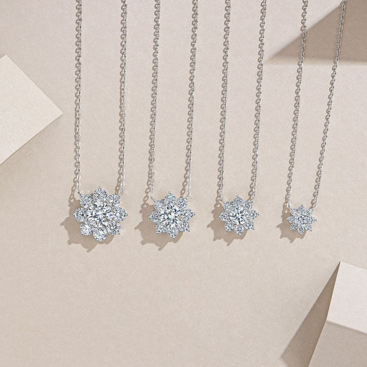 S925 Sterling Silver Moissanite 8-Petal Sunflower Necklace For Women