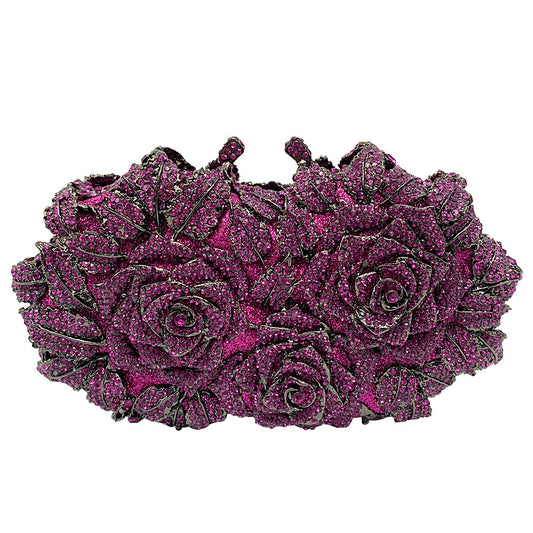 Purple rose-shaped jewelry piece on a white background