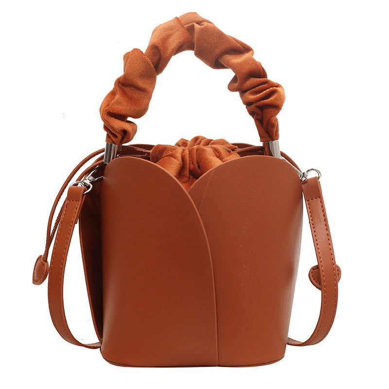 Woman's Leather Bucket Tote Bag