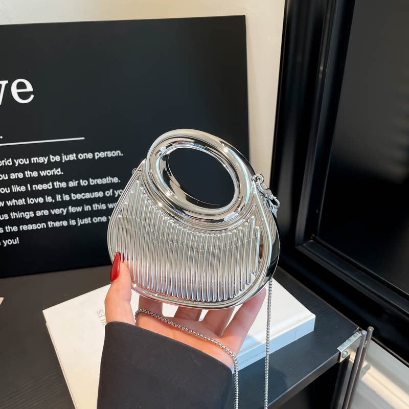 Embossed Crescent-chain Shoulder-crossbody Bag