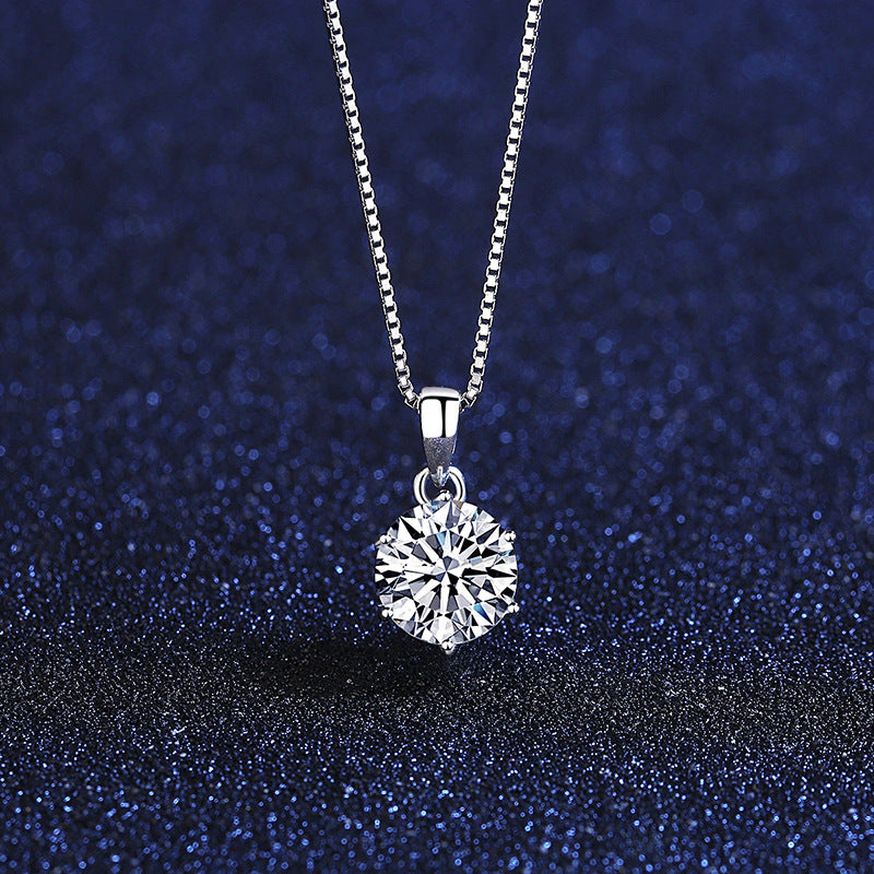 Six Prong Moissanite Pendant Necklace
