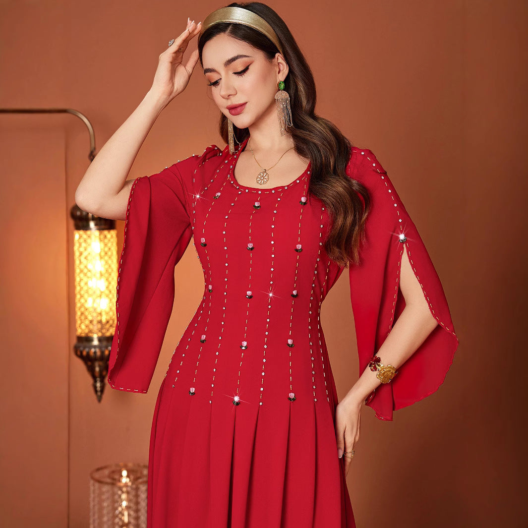 Sequined Hand embroidered Vertical cut sleeves Dress
