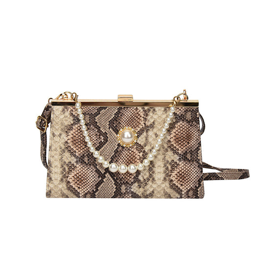 Vintage Python pattern Pearl-chain  Bag