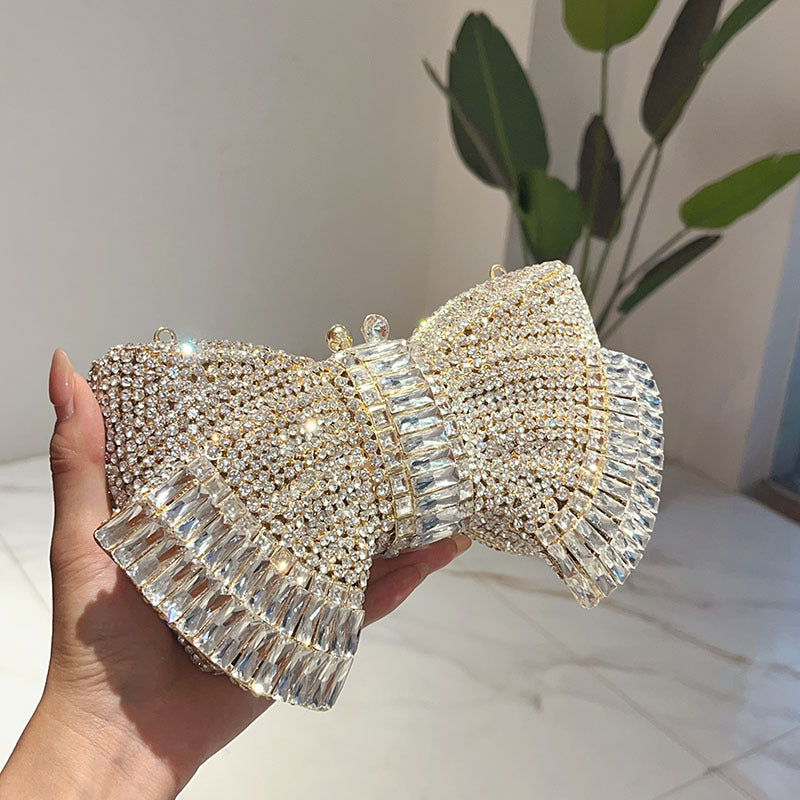 Fashion Bow Clutch in Gem and crystals
