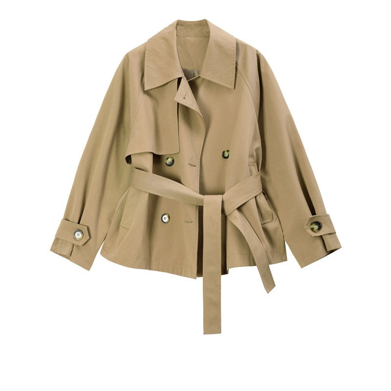 Womens Cropped Trench Coat With A Cinched Waist