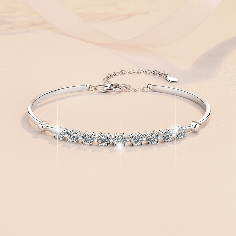 S925 Sterling Silver  Gang Drill Adjustable Moissanite Bracelet