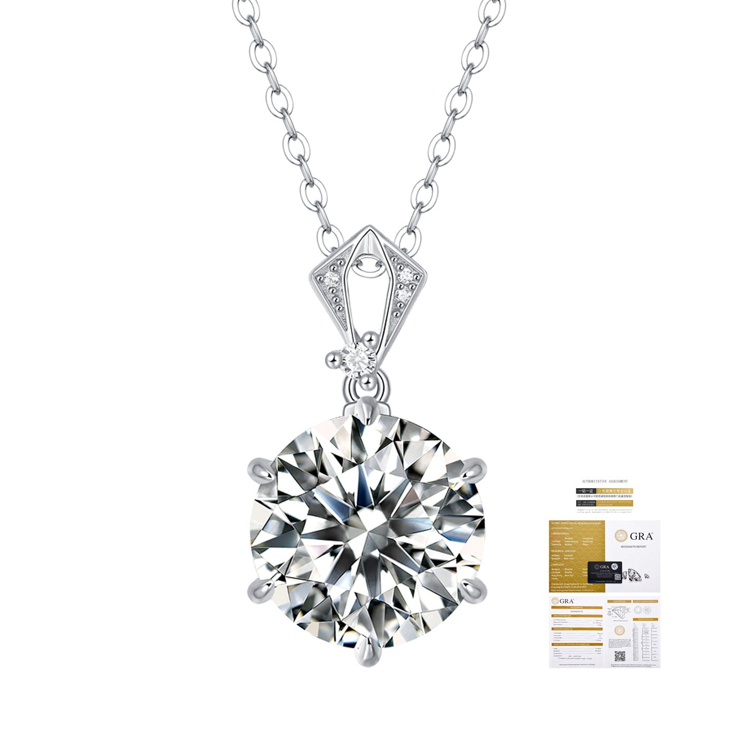 Inlaid Moissanite Plain Heart  Clavicle Necklace