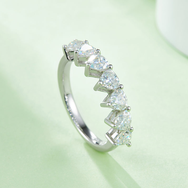 Silver Ring Set With Top-quality Moissanite, S925 Silver Plated With Platinum
