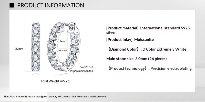 S925 Silver Full Set Moissanite Earrings Fashionable Design
