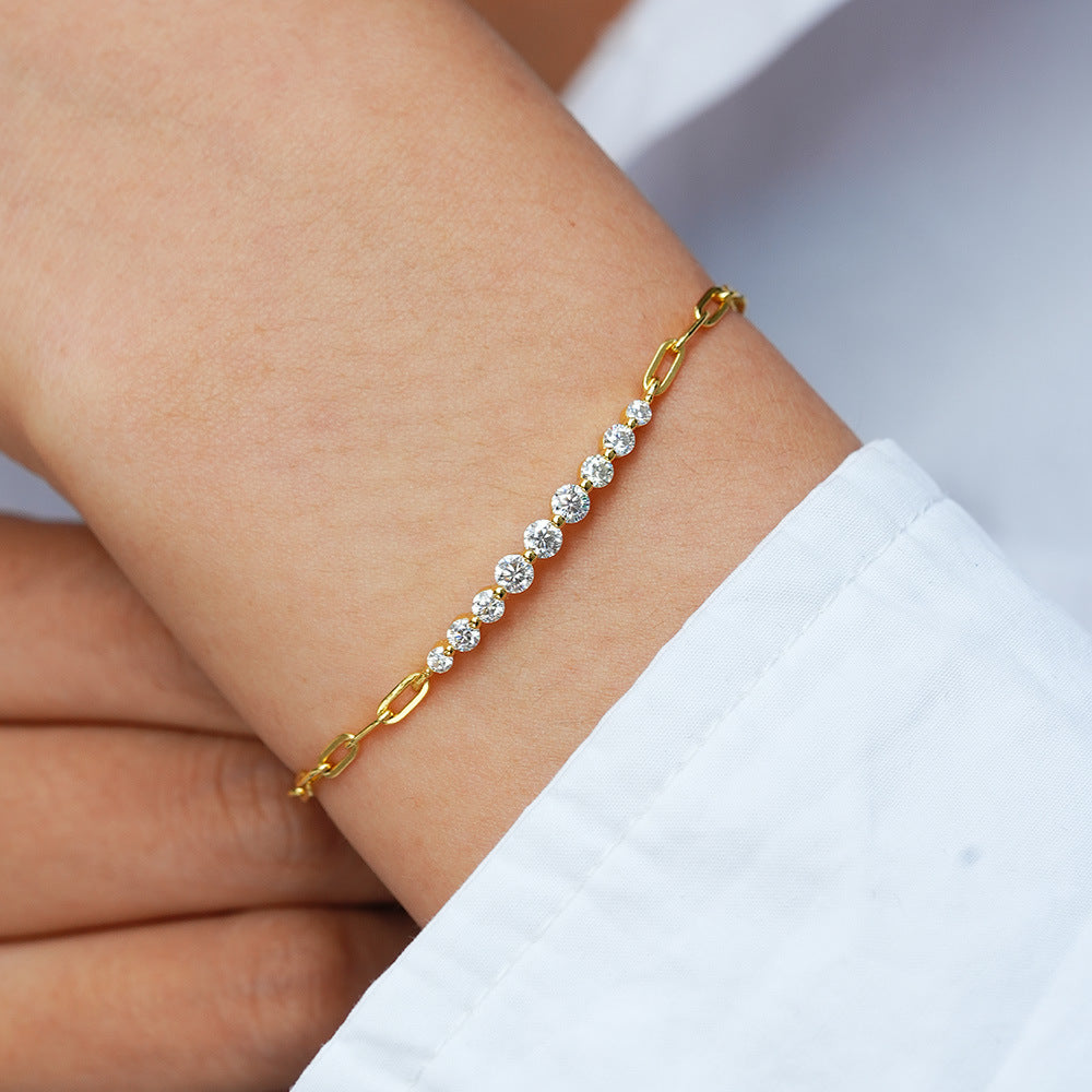 Irregular Straight Row Bracelet  Moissanite S925 Sterling Silver