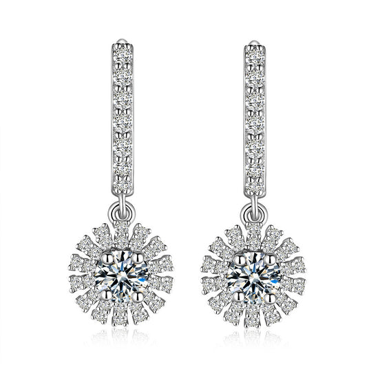 Electroplating Moissanite Floral Sunflower Earrings