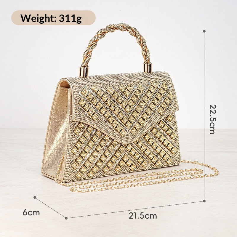 Retro Handbag With A Sense Of High-end Inlaid Crystal's