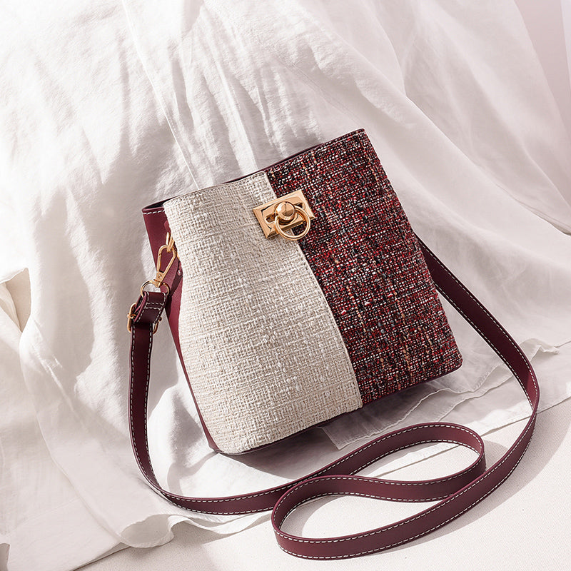 Shoulder Diagonally Slant Bucket Bag