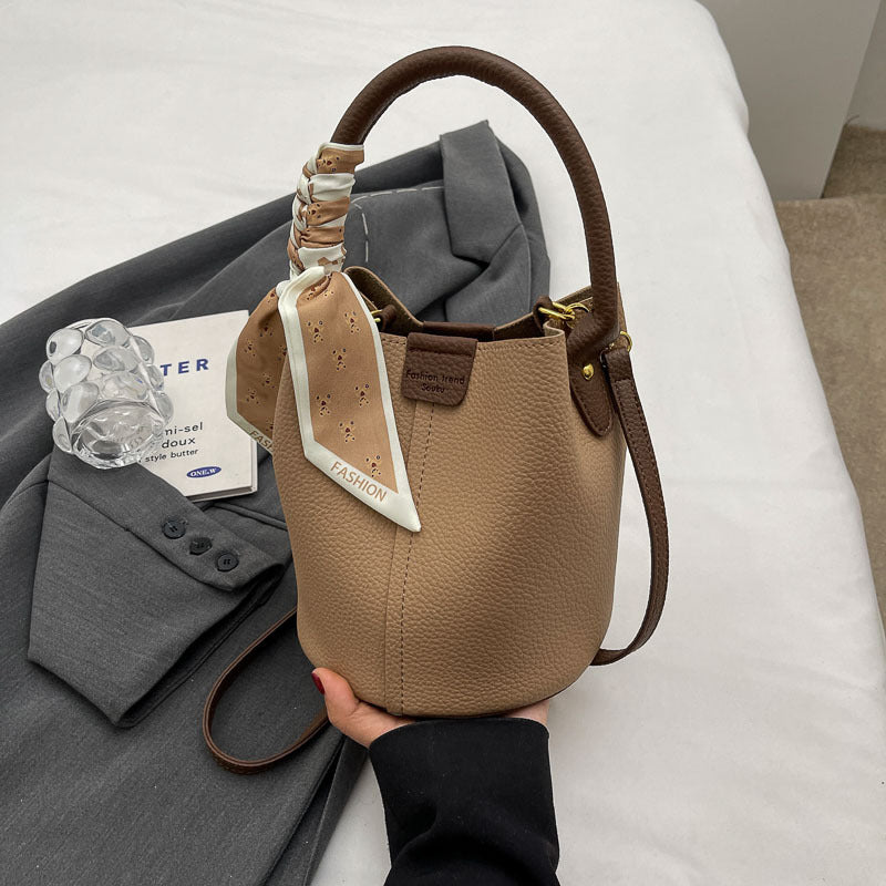 Versatile Silk Scarf Tote Bucket Bag