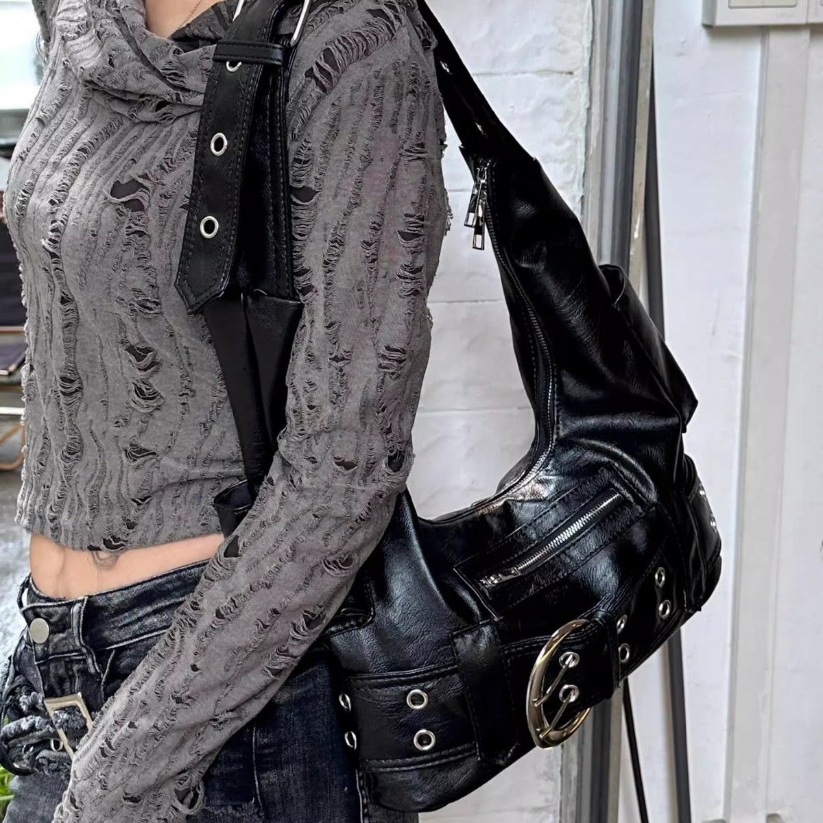 American-style vintage Leather Shoulder bag