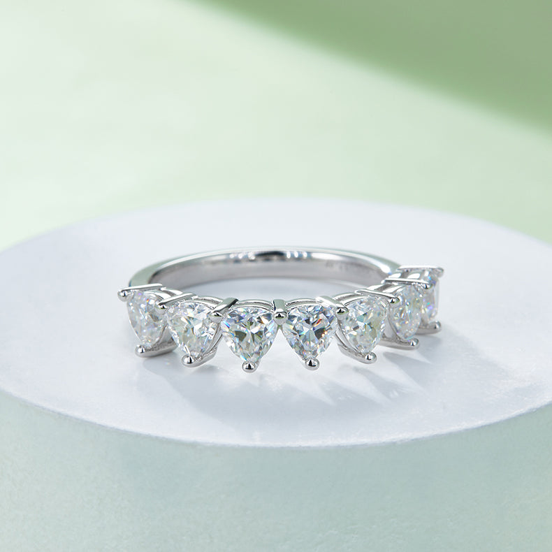 Silver Ring Set With Top-quality Moissanite, S925 Silver Plated With Platinum