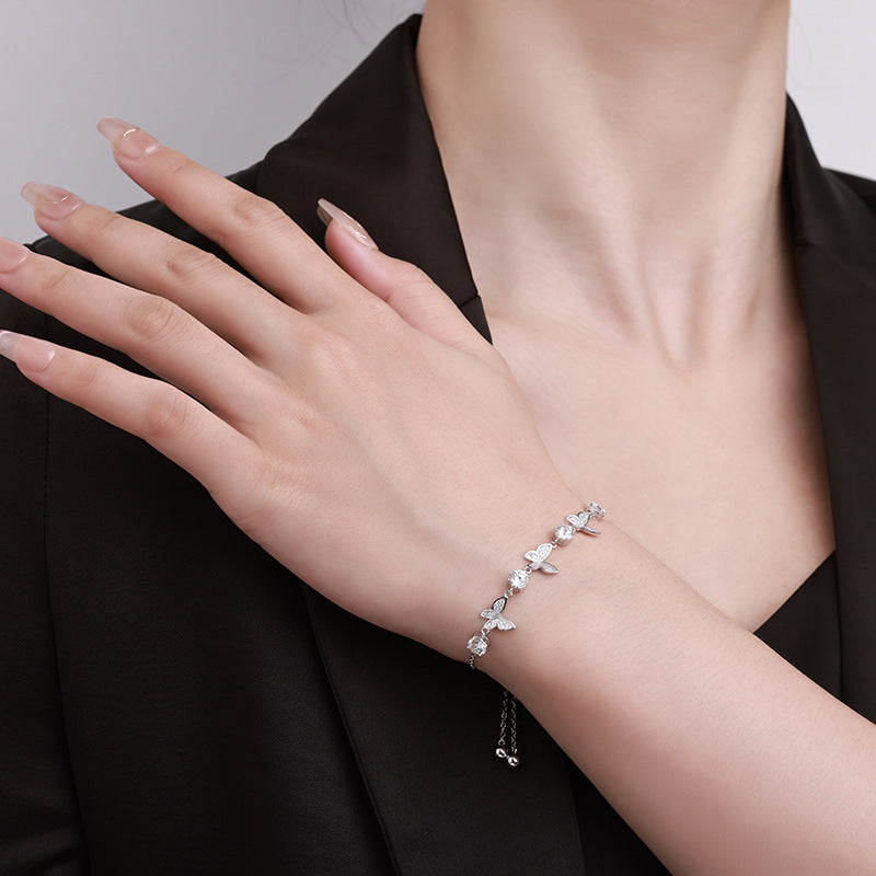 S925 Sterling Silver 0.5-ct Moissanite Bracelet Minimalist Versatile Jewelry