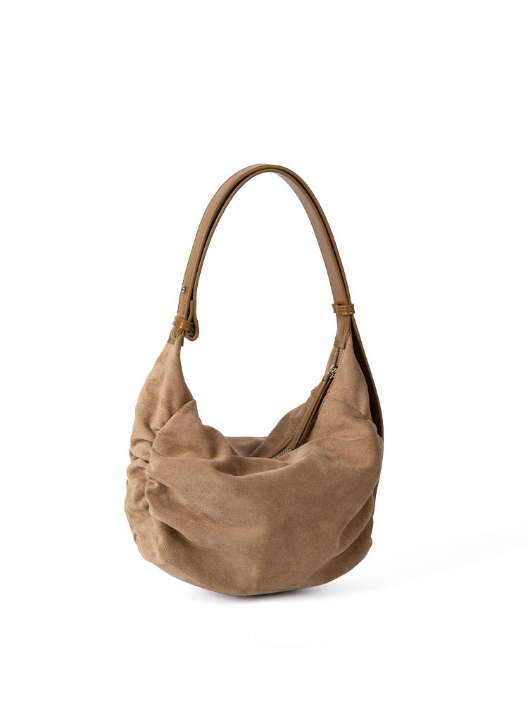 Suede Shoulder Crossbody Dumpling Bag