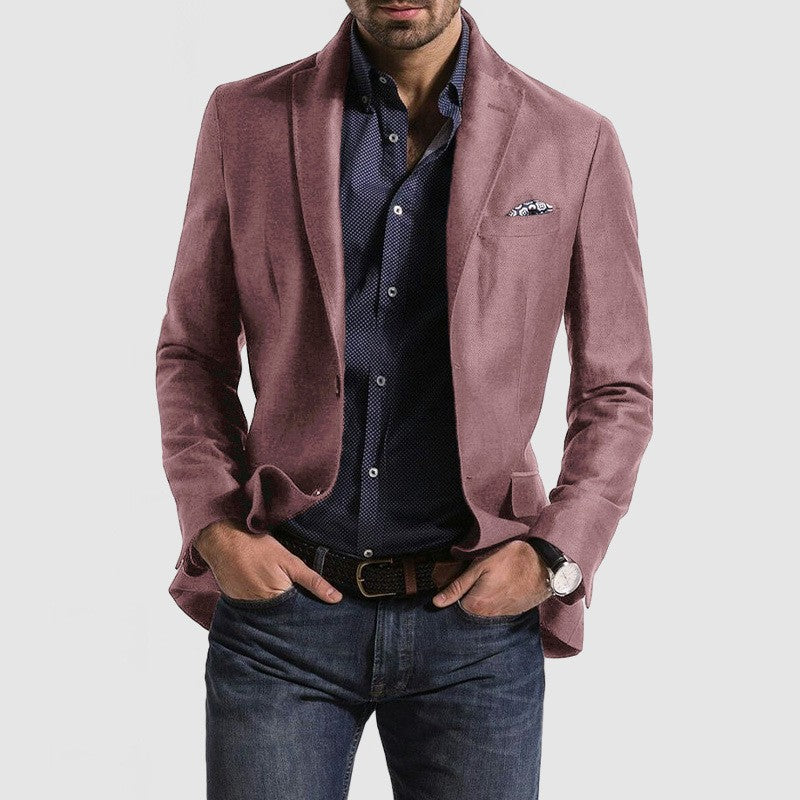 Men's Loose Solid Color Double Button Suit Jacket