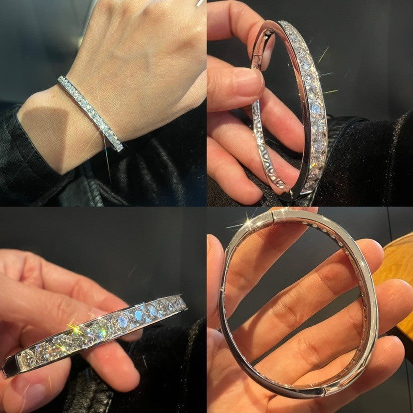 Pure Silver Gold-plated Moissanite Bracelet