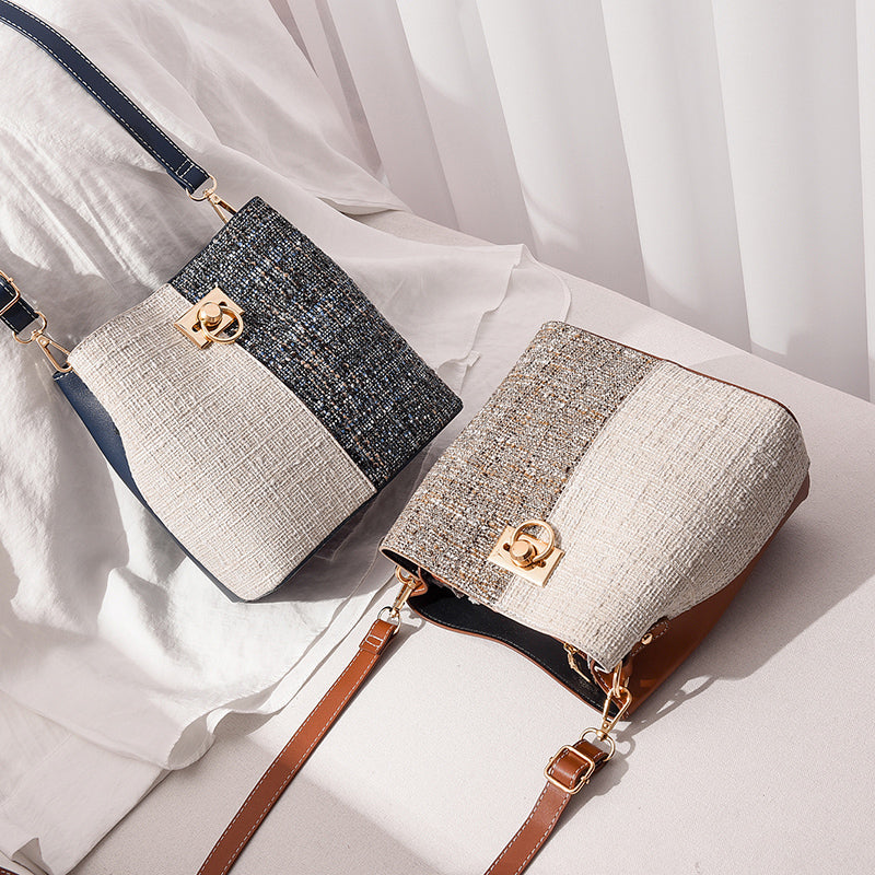 Shoulder Diagonally Slant Bucket Bag
