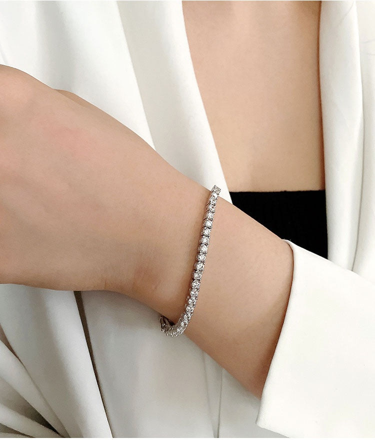 Moissanite Bracelet Tennis Chain S925 Sterling Silver
