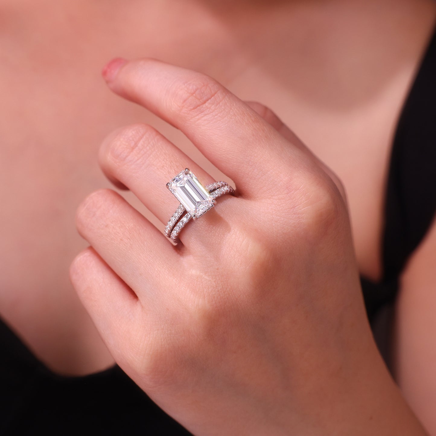 S925 Sterling Silver Stackable Ring Set With Moissanite