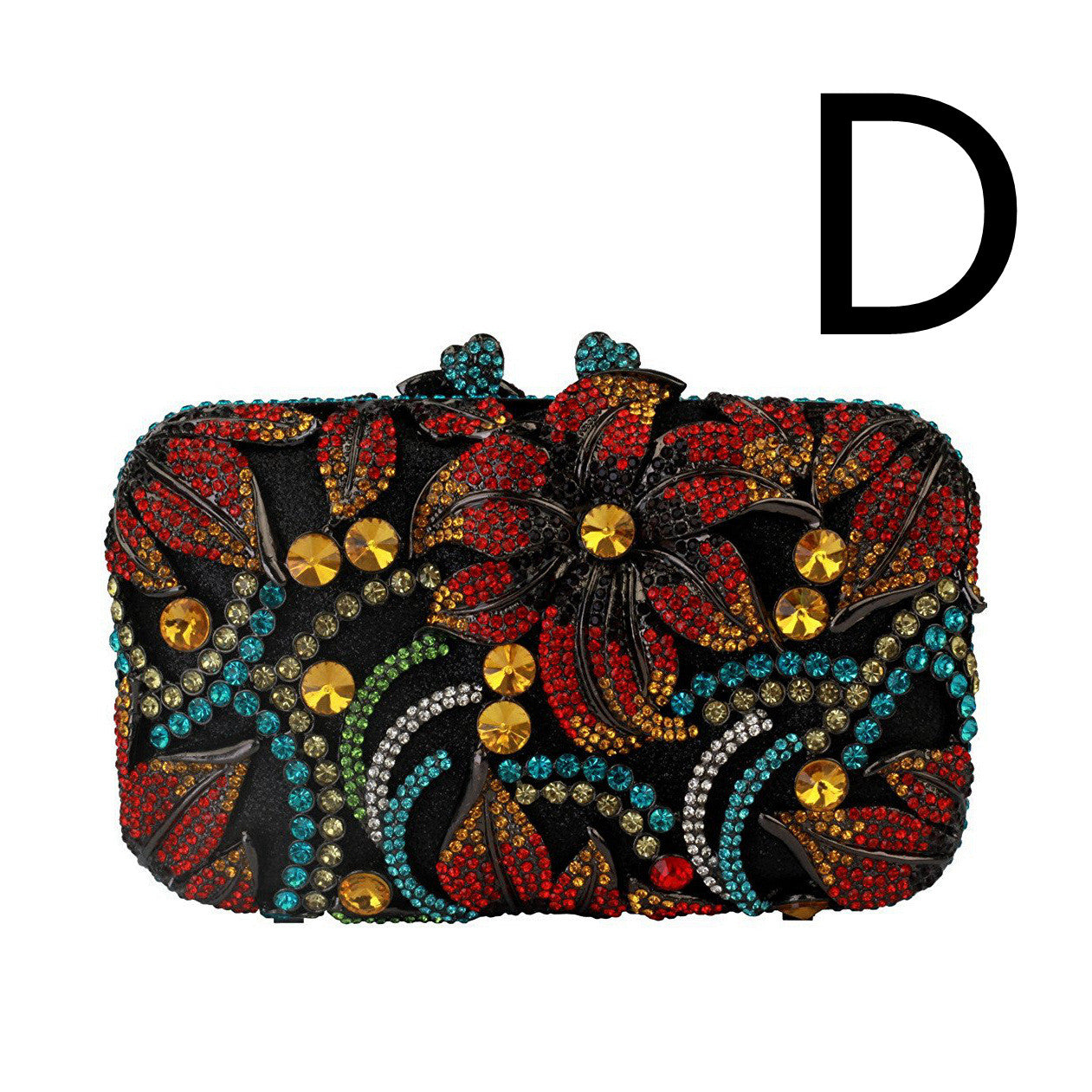 Flower Rhinestone Hollow Clutch
