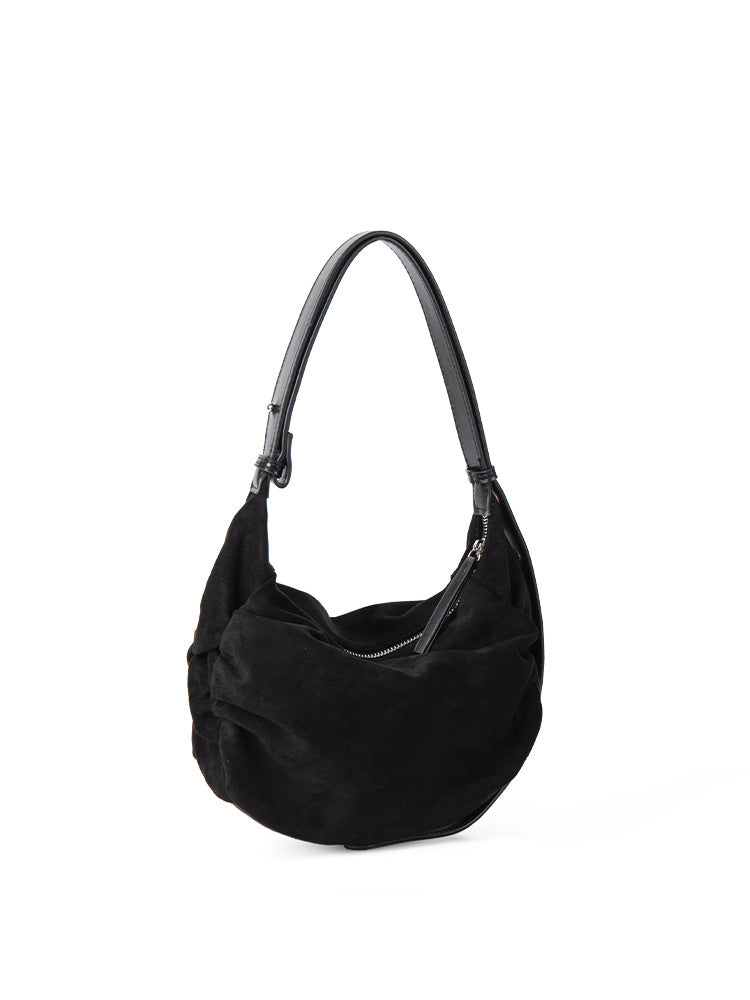 Suede Shoulder Crossbody Dumpling Bag