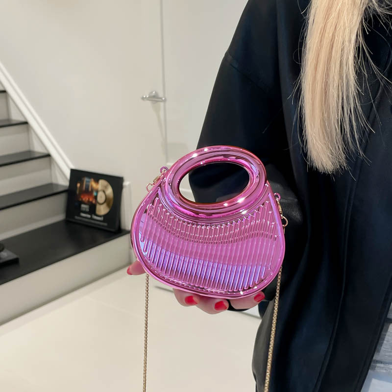 Embossed Crescent-chain Shoulder-crossbody Bag