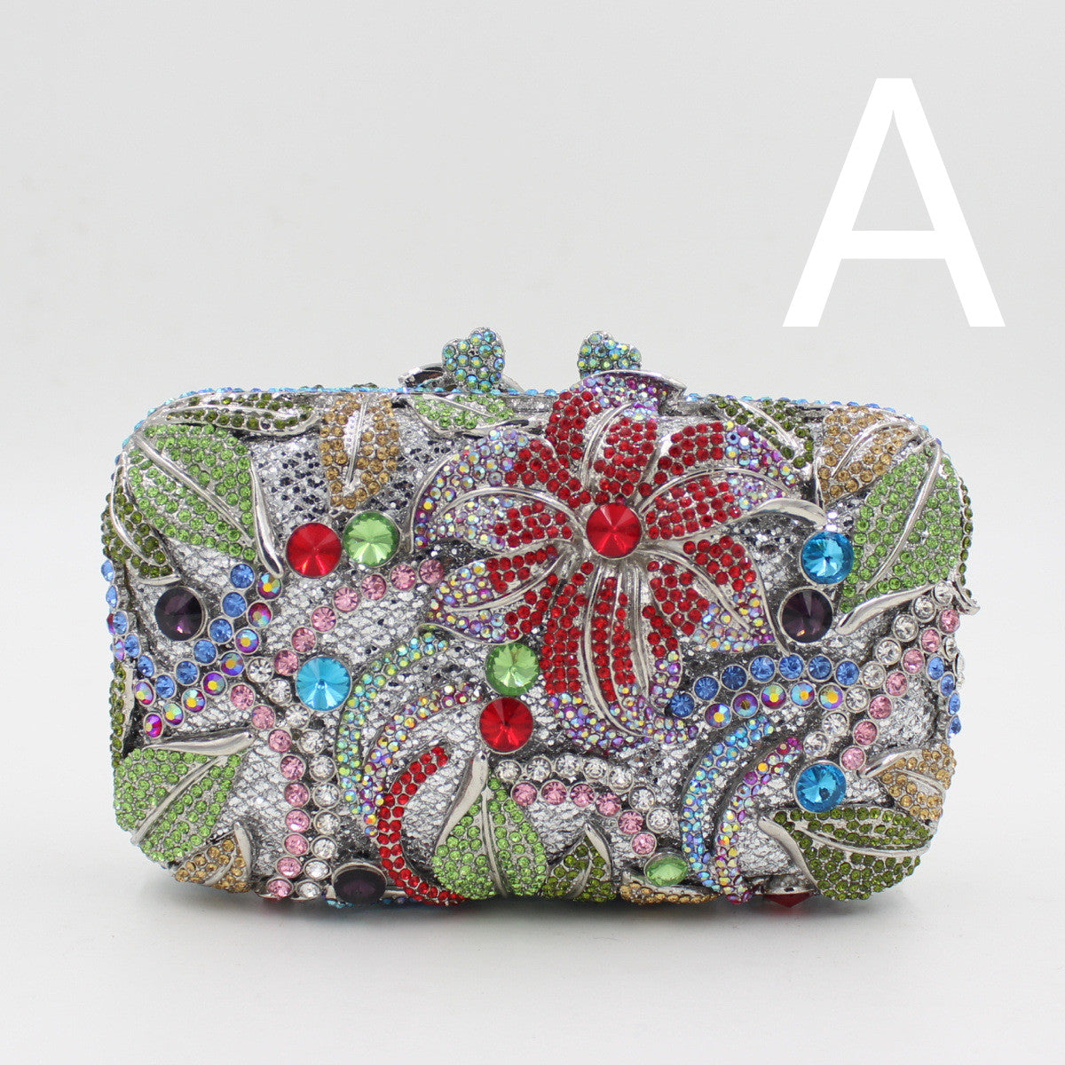 Flower Rhinestone Hollow Clutch
