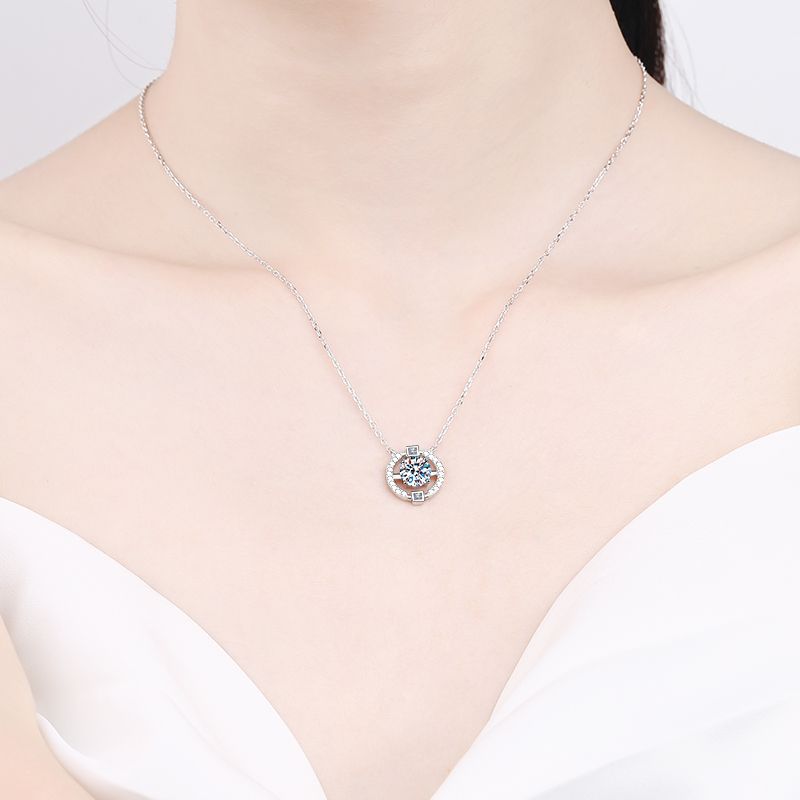Sterling Silver Simple Moissanite Necklace