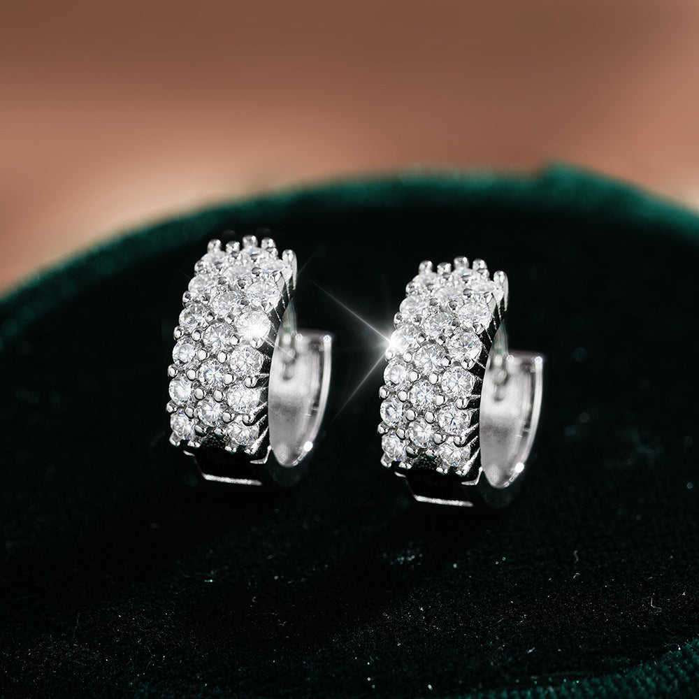 925 Sterling Silver Moissanite Earrings  Asymmetrical American Design