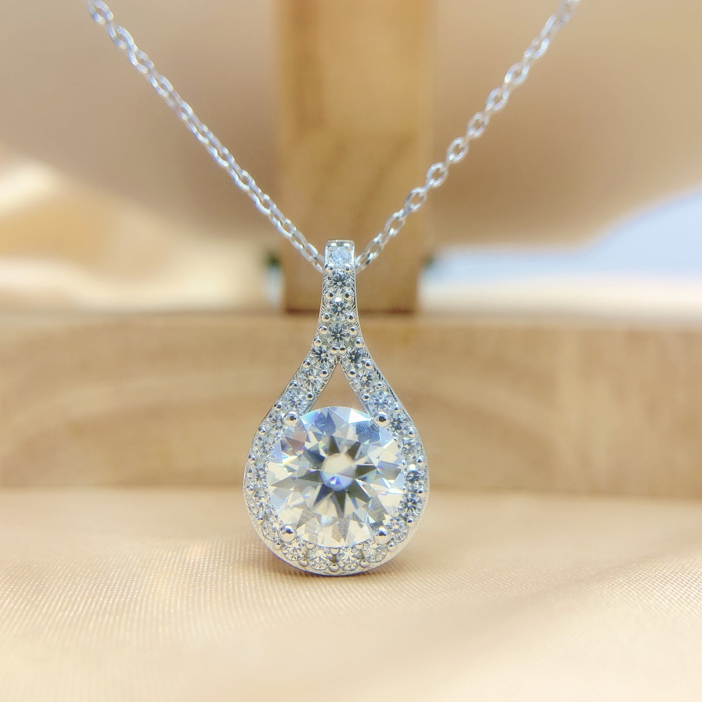 S925 Sterling Silver Moissanite Waterdrop Necklace