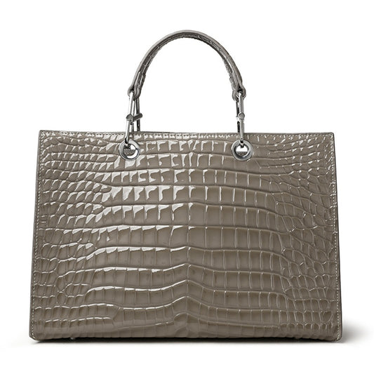 Crocodile embossed large Tote bag in Calf Leather