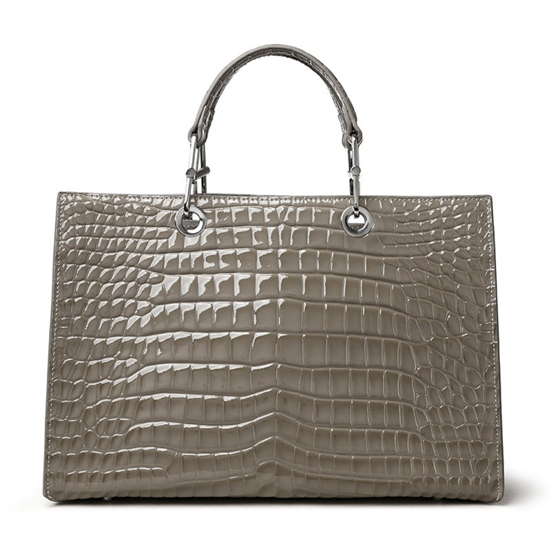 Crocodile embossed large Tote bag in Calf Leather