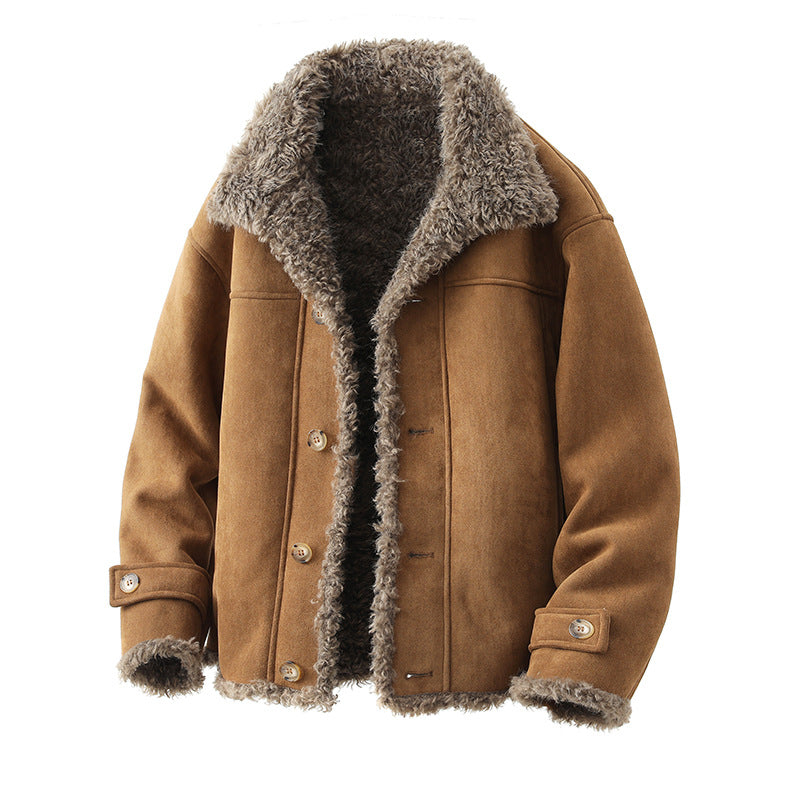 Oversized Lambskin Jacket With Fur Lining & Lapel Collar