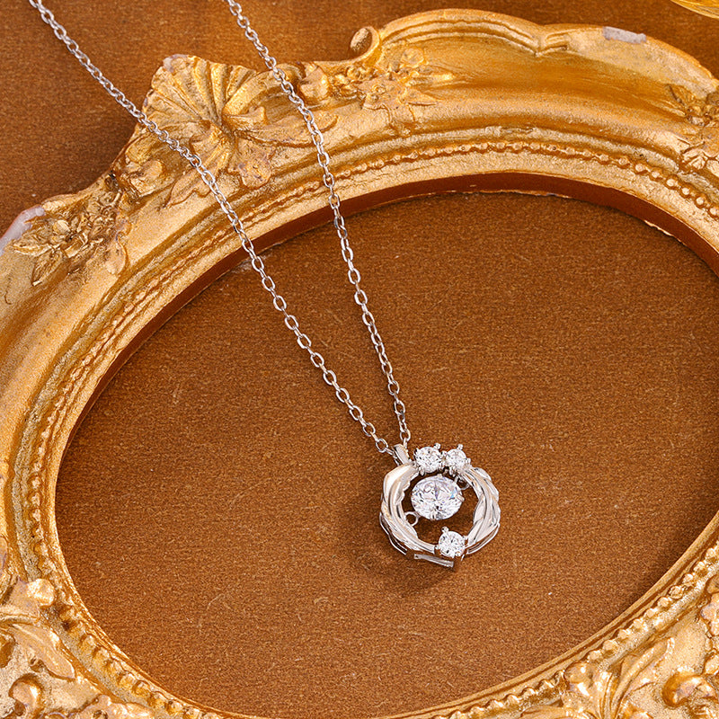 S925 Sterling Silver Moissanite Feather Necklace