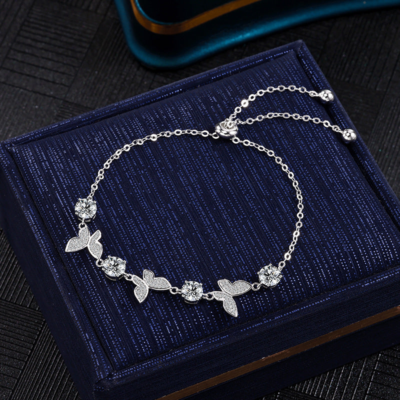 S925 Sterling Silver 0.5-ct Moissanite Bracelet Minimalist Versatile Jewelry