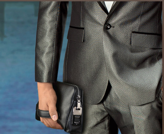 Business Handbag with Fingerprint Lock in Calf Leather