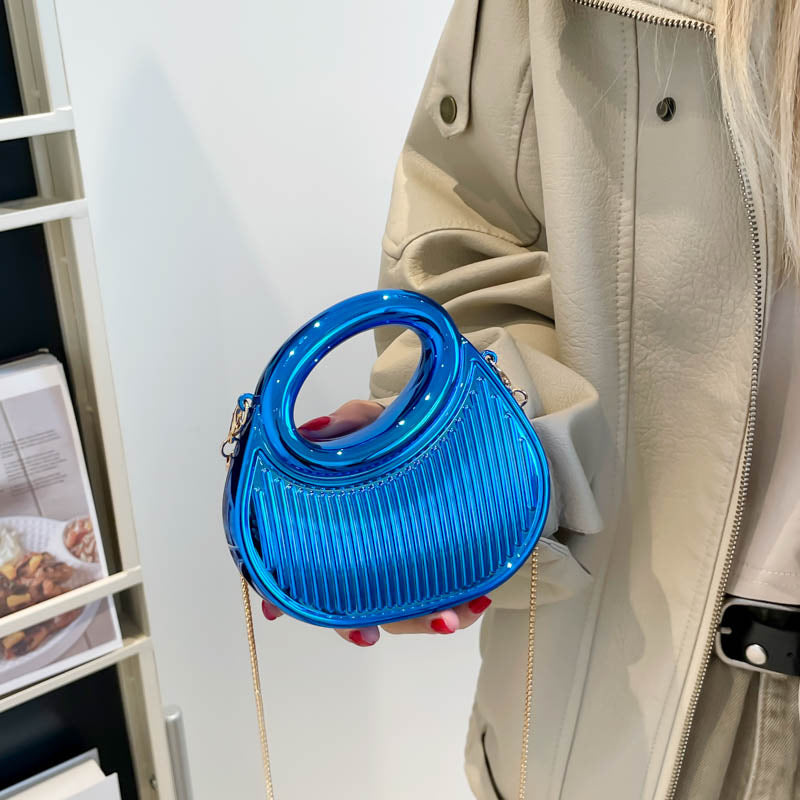 Embossed Crescent-chain Shoulder-crossbody Bag