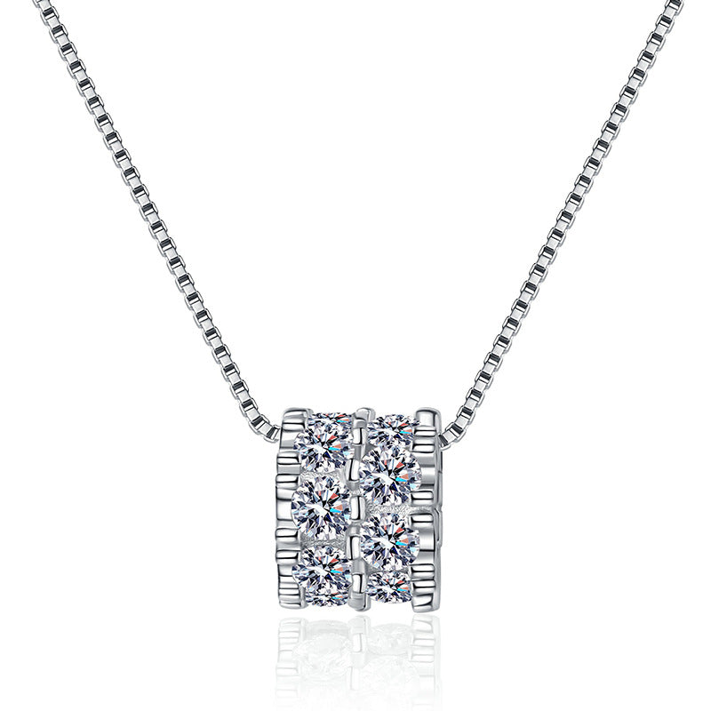 Moissanite Necklace Sterling Silver Clavicle Chain